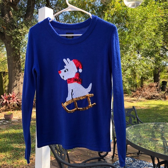 Holiday Christmas Dog on Sled Sweater S - Picture 1 of 7